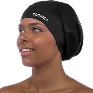 Yogingo Black Satin-Lined Hair Bonnet - Women Hair Tool